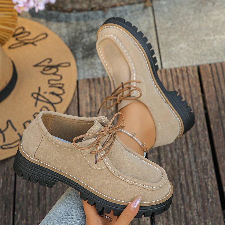 Женские лоферы широкой полноты в британском стиле, оксфорды на шнуровке с круглым носком, модные повседневные балетки для женщин