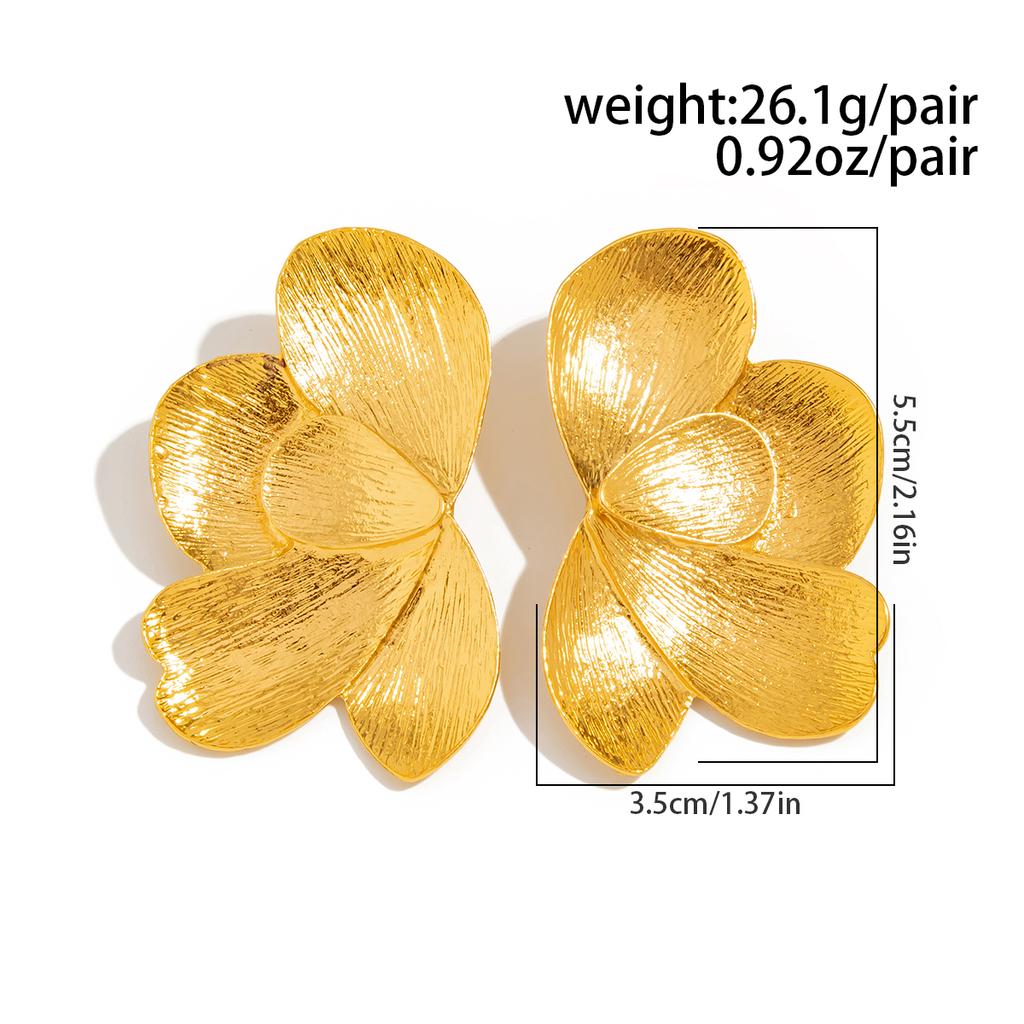 Ingemark Vintage Elegant Metal Flower Stud Earrings for Women Exaggerated Piercing Earrings Fashion Wedding Jewelry Accessories