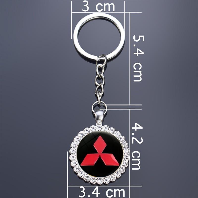 Diamond Car Keychain Pendant Key Ring Holder for Mitsubishi Pajero L200 Outlander ASX Eclipse Montero Ralliart Starion Galant