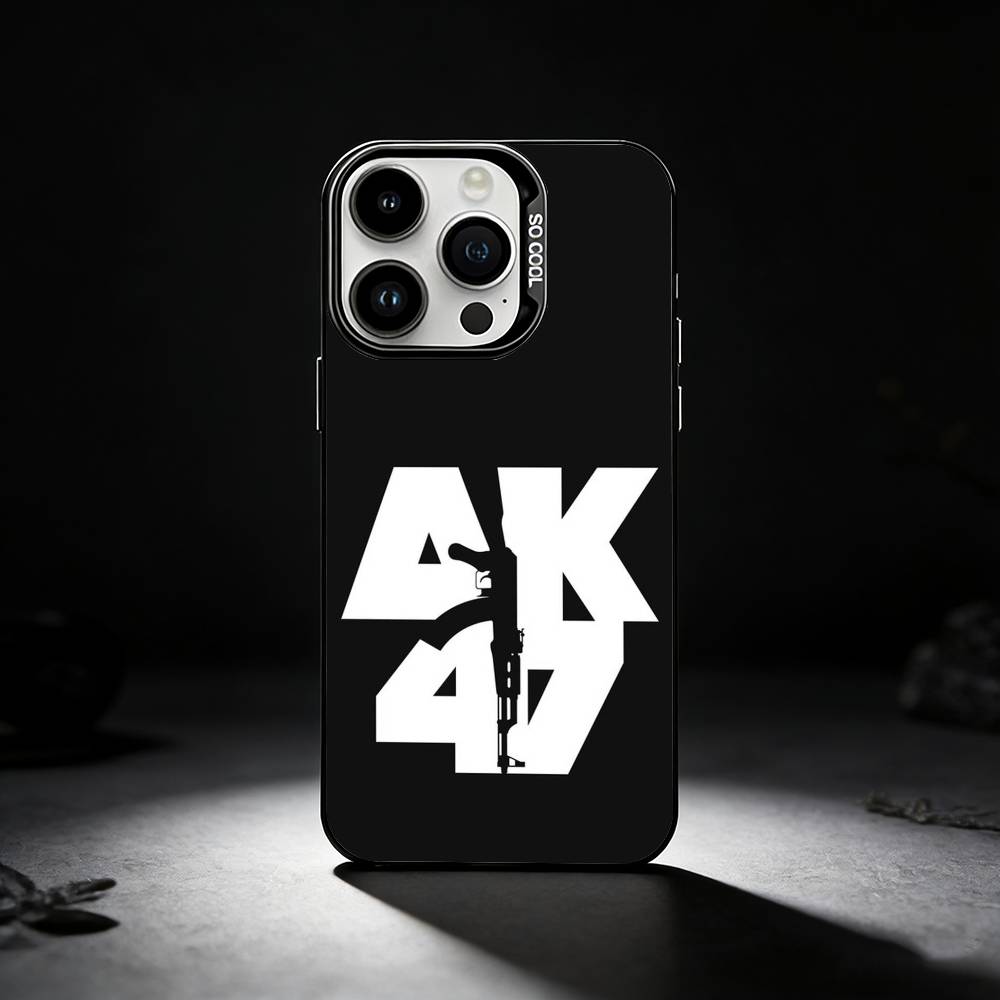 Чехол для телефона AK47 Пистолет Пули Для iPhone 17,16,15,14,13,12,11 Plus,Pro Max,XS,Цветной серебристый чехол