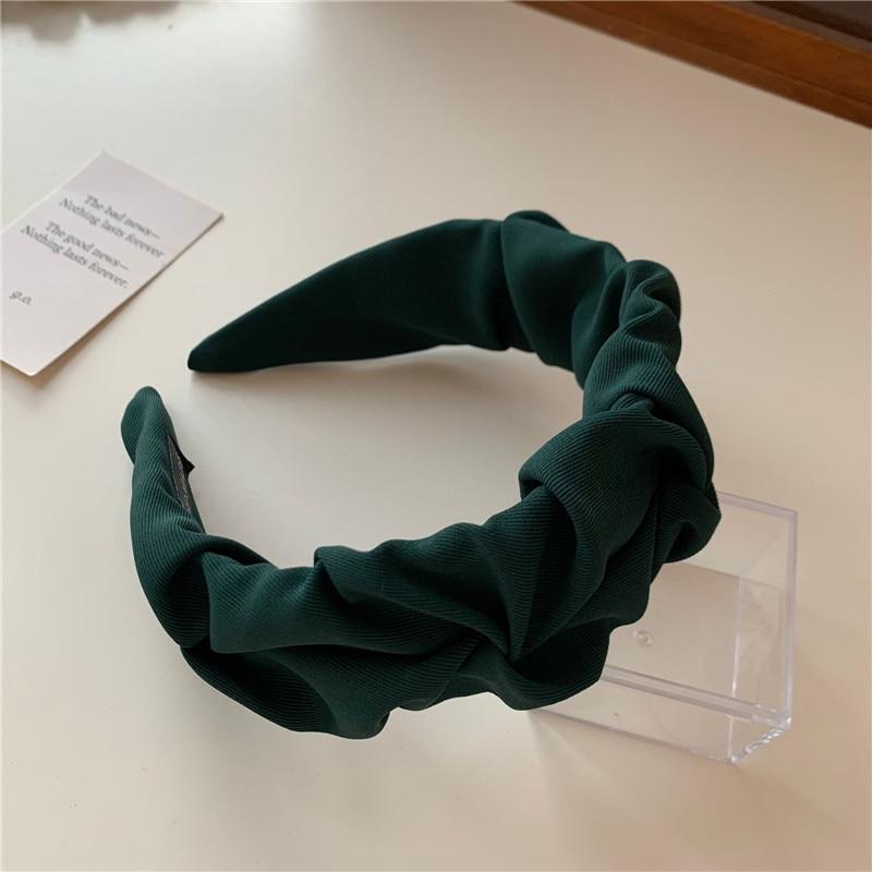 Korean Hair Accessories Solid Color Cotton Crumpled Women's Head Hoop Wide Bezel Makeup Hairbands for Ladies Headwear