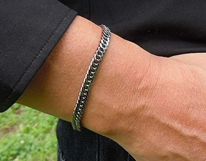 Pure Titanium Curb Chain Bracelet 5mm (17cm, Width) (Unisex) (TIT-3-B-17)