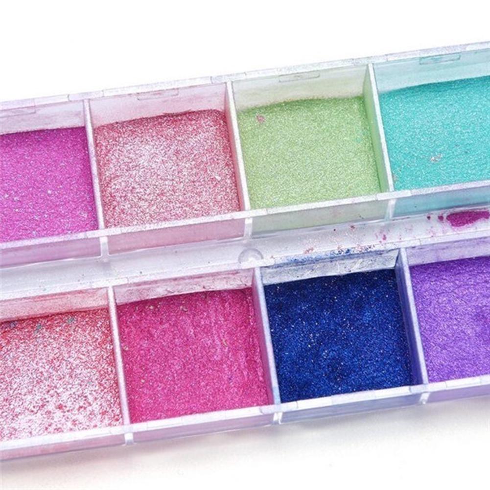 12 шт./кор. ультратонкой блестящей пудры для ногтей «сделай сам», пигмент для украшения ногтей при слабом освещении