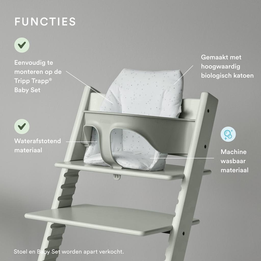 Stokke Baby High Chair with Tripp Trapp Accessories, Dining Table, Baby Chair, and Sweetheart Cushion