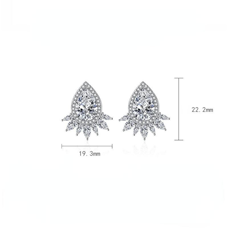 BELLA BOX Fashion Water Drop Zircon Sapphire Stud Earrings Lady Party Accessories