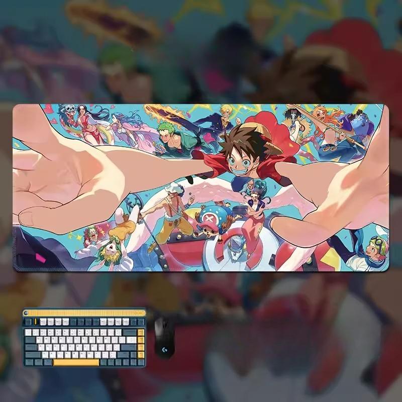 Коврик для мыши с рисунком высокой четкости ONE PIECE, очень большой, анимация, Луффи, для гейминга, настольный коврик, компьютерный коврик, офисный, водонепроницаемый, нескользящий, кожаный коврик для мыши