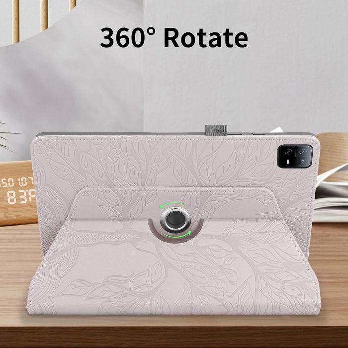 Coque + Verre Trempé pour Xiaomi Pad 6 / 6 Pro, Antichoc Anti-Rayures Rotatif Cuir Synthétique Rose