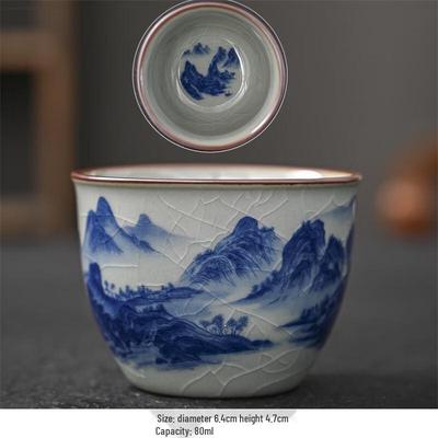 Мастерская чайная чашка Yipan, сине-белая керамика
