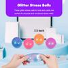 3pcs Sugar Ball,2.5" Slow Rise Squishy Stress Relief Balls Stretch Clear Glitter Malt Syrup Filled Moldable Relaxing Sensory Fidget Stress Toy for