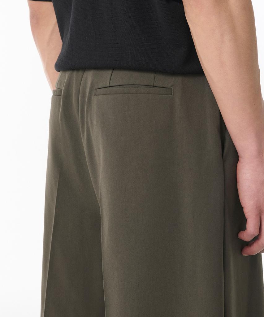 MUSINSA STANDARD Wide Bermuda Hidden Banding Half Slacks [Dusty Khaki]