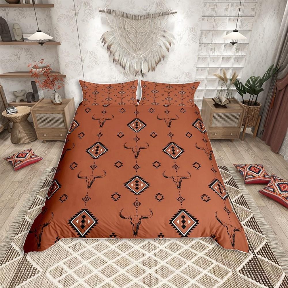 Комплект пододеяльника для взрослых Homewish Mandala Aztec, Абстрактный комплект постельного белья в племенном стиле хиппи, Комплект постельного белья с западным овечьим черепом