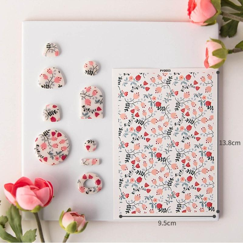 Бумага с водным переносом для глины для DIY-серьг из глины, Цветочный лист для переноса на глину, Бумага с цветами для керамической эмали, Декаль