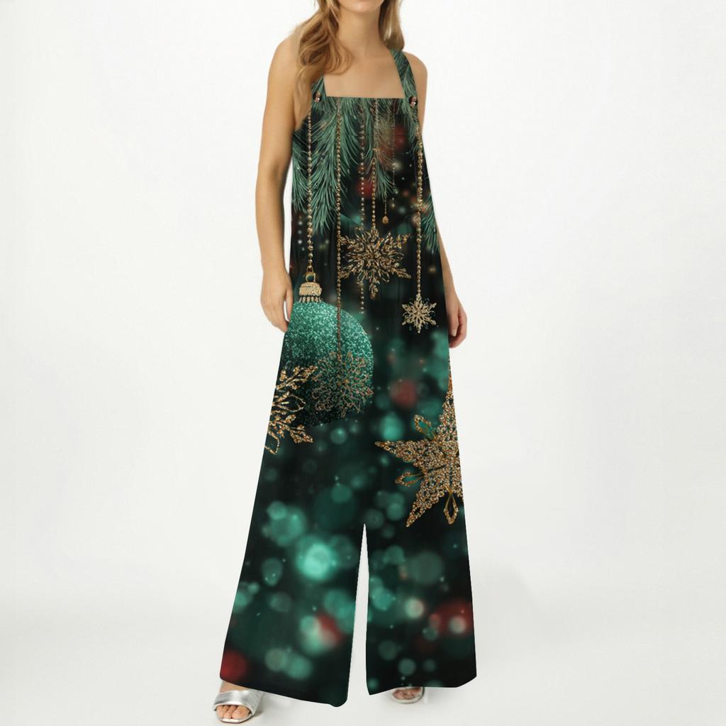 Женский комбинезон с принтом, повседневный свободный комбинезон