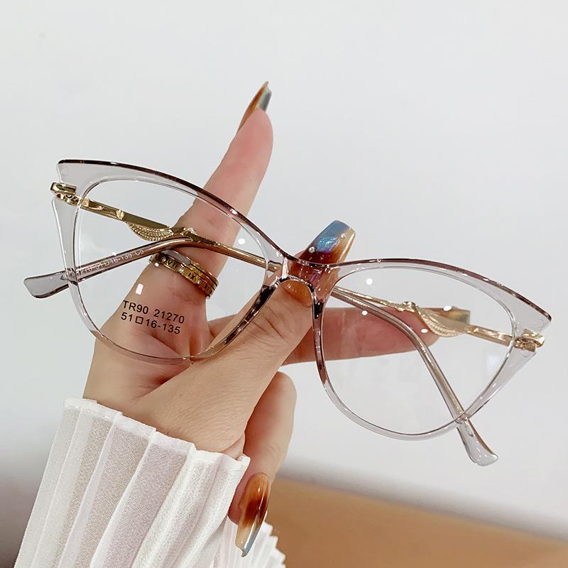 Ультралегкие очки TR90 в оправе для женщин, очки с защитой от синего света, модные очки для чтения с принтом «кошачий глаз», компьютерные очки