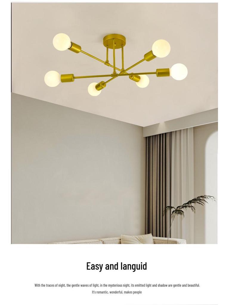 Скандинавская люстра-шар с несколькими рожками из кованого железа для потолка спальни