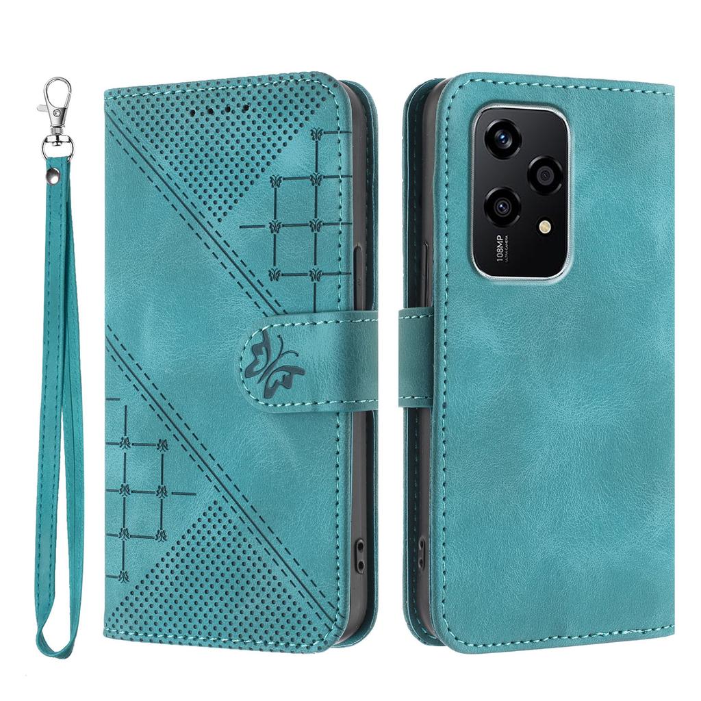 For Honor 200 Lite Leather Wallet Case Butterfly Flower Imprinted Phone Cover with Strap