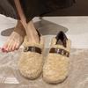 Warm Fluffy Shoes for Women with Thick Soles and Two Pedals To Wear 2025 Winter New Velvet Cotton Shoes Casual Lazy Doudou Shoes