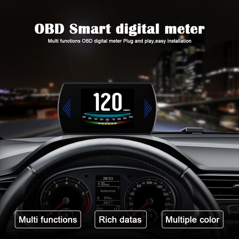 P12 Автомобильный HUD OBD2 Проекционный дисплей Автомобильный датчик Смарт Цифровой измеритель Скорость Топливо Считывание Кодов неисправностей Автомобильный бортовой компьютер
