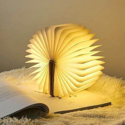 Перезаряжаемая USB Складная Книжная Лампа 3 Цвета Цвет Ореха Настольная Лампа Имитация Книг Диммируемый Светодиодный Книжный Свет День Матери