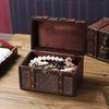 Wooden Retro Woven Lockable Medicine Box Organizer With Password For Home Office