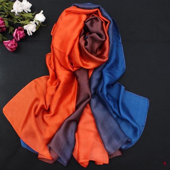 190*110cm Women Chiffon Scarf Gradient Color Protection Spring Summer Multicolor Printed Shawl Poncho Beach Luxury Ladies Retro