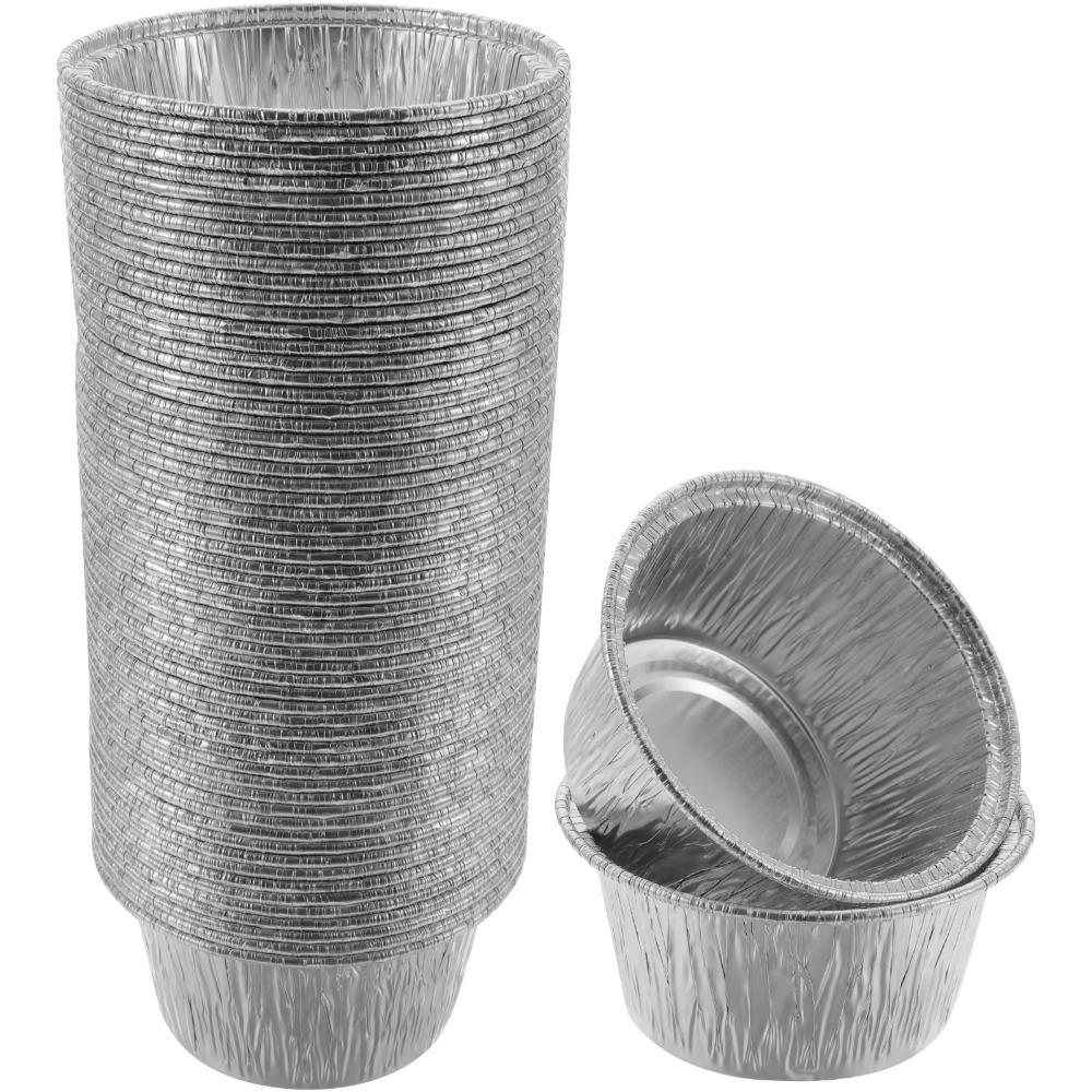 50Pcs Disposable Baking Cup Tray Food Grade Cupcake Mold Aluminum Tin Foil Baking Pans  Pudding