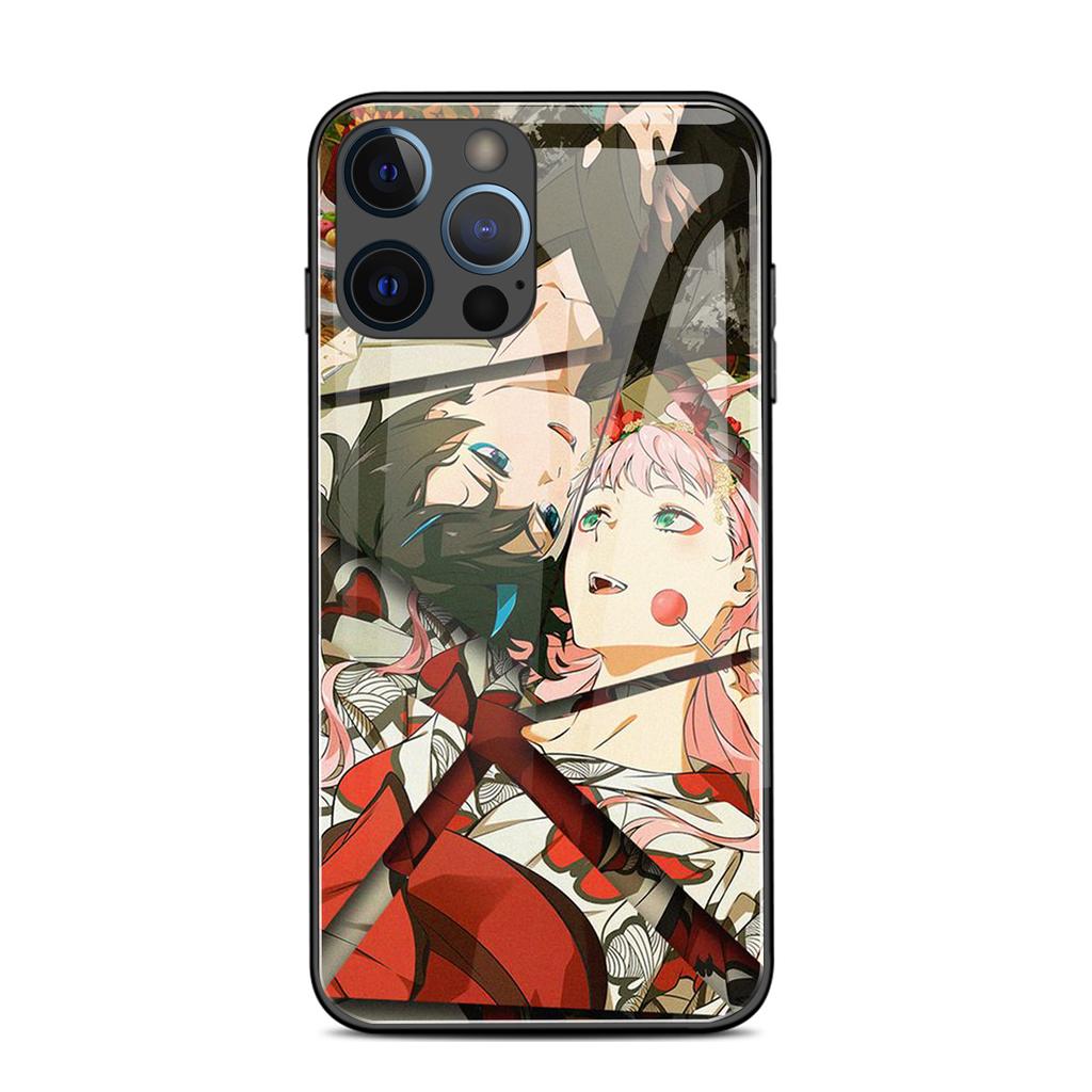 Чехол из закаленного стекла с японским аниме "DARLING in the FRANXX" для iPhone 6 6s 7 8 14 Plus X Xs Max Xr 11 12 13 14 Pro Max Se2020