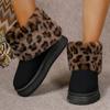 Модные зимние сапоги из искусственного меха для женщин, ботильоны на толстой подошве, модные леопардовые утолщенные пушистые туфли 2024 года, зимние теплые замшевые короткие сапоги