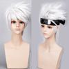 Anime Hatake Kakashi Short Layered Silver Grey Heat Resistant Synthetic Hair Cosplay Costume Wig + Headband + Wig Cap