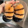[Cute Tiger Tail] Real Rex Rabbit Hair Car Keychain Pendant Ins Internet Celebrity Plush Book Bag Pendant