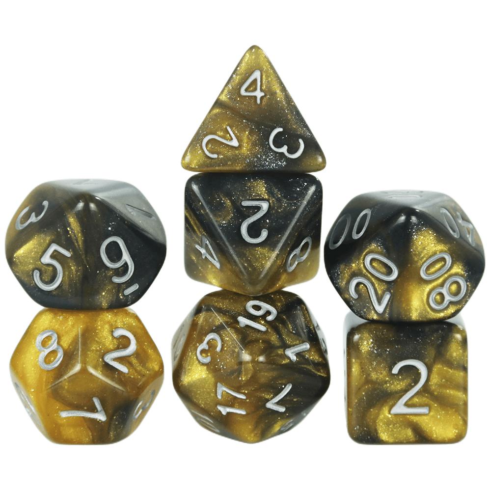 Набор из 7 игральных костей DND Polyhedral Dice, разноцветные с блестками, D4 D6 D8 D10 D% D12 D20 для настольных игр DND TRPG, развлекательных игр для вечеринок