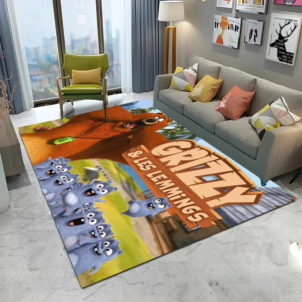 3D Grizzy and The Lemmings Cartoon Carpet Rug для дома, гостиной, спальни, дивана, коврика для двери, детский коврик, нескользящий напольный коврик