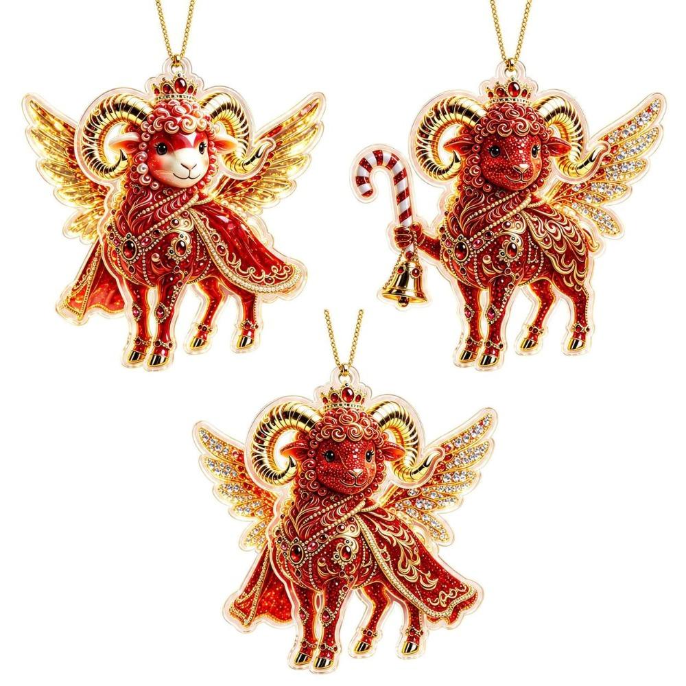 Shining Goat Pendant Acrylic Animal Hanging Decoration Christmas Tree Ornament Holiday Party Decor