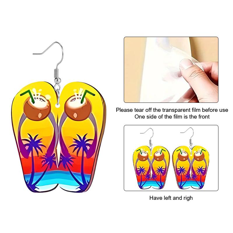 2D Плоские Гавайские Летние Серьги Шлепанцы Акриловые Серьги Модная Бижутерия Элегантные Серьги Вечерние Серьги