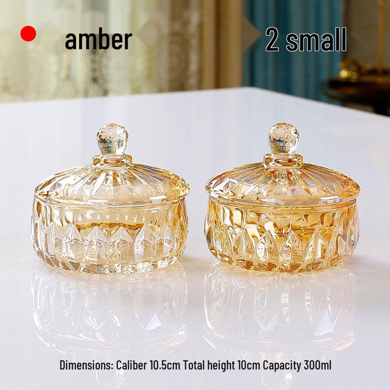 French Luxury Crystal Glass Candy Bowl: Exquisite Transparent Sugar or Jewelry Storage Jar