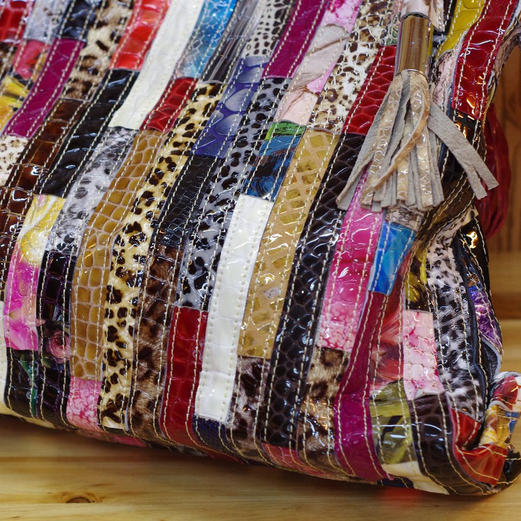 Real Cowhide Leather Bags For Women Leather Paillette Genuine Leather Bags Snake Messenger Bag