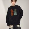 2026 Korean Chic Vintage Plaid Print Color Block Loose Fit Mink Fleece Long Sleeve Knit Sweater Women