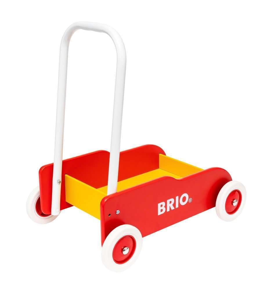 Красная тележка-ходунки BRIO 31350, для детей от 9 месяцев. [Игрушка, Деревянная игрушка, Подарок (День рождения/Рождество)]