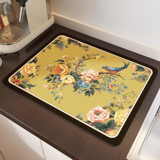 Chinese Style Thickened Tea Mat Kitchen Countertop Water Absorbent Coaster Non-Slip Wash-Free