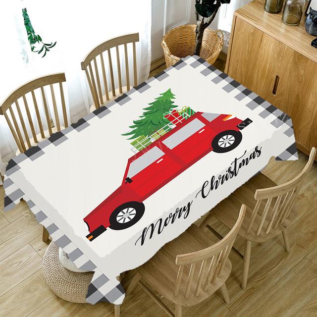 Рождественские скатерти с узором Санта-подарок, прямоугольная скатерть, противообрастающая скатерть, аксессуары для украшения камина