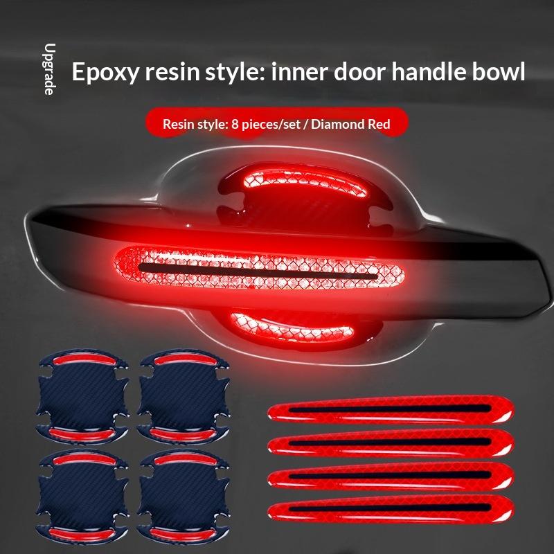 8Pcs Car Door Handle Sticker Protection Sticker Door Handle Paint Surface Anti-Scratch Sticker Car Safety Reflective Strip