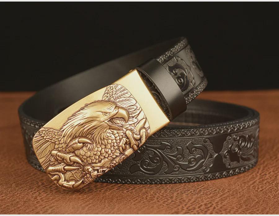 Men's Cross-Border Eagle Buckle Cowhide Belt - Personalized Carved Casual Jeans Accessory