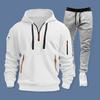 2Pcs/Set Men Sports Suit Hooded Drawstring Long Sleeve Pockets Sweatshirt Elastic Waist