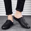 FashionHalf Shoes For Men Leather Casual Flats Italian Leisure High Quality Summer Slip On Flats Breathable Slippers Handmade Footwear