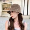 Продвинутый сенс полая солнцезащитная вязаная панама женская весна новая маленькая шляпка с плоским верхом универсальная шляпа-ведро тренд
