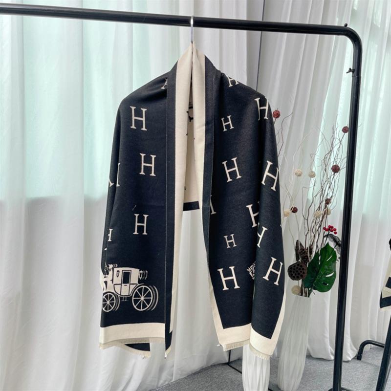 Осенне-зимний шарф H Carrera средней и длинной длины из искусственного кашемира в корейском стиле, утолщенный теплый женский шарф в стиле ретро