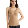 Sleeveless Thermal Shirts for Women Fleece Lined V Neck Tank Top High Stretch Padded Camisole Tops Winter Warm Base Layer