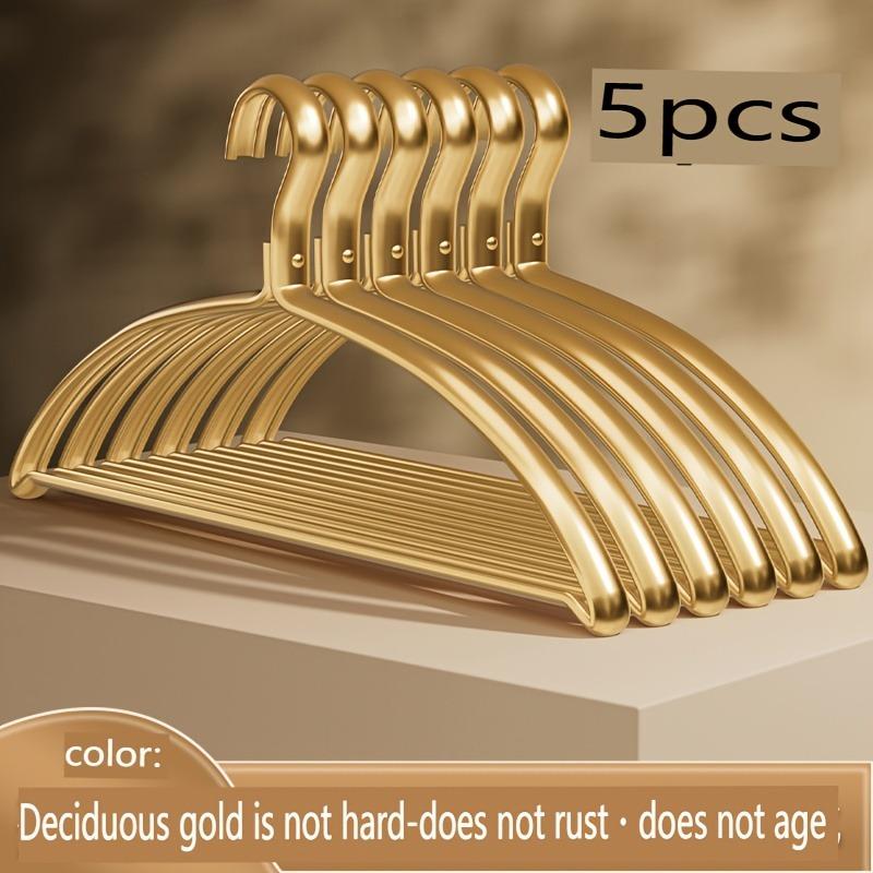 5/10/15pcs Gold Metal Hangers,Matte Aluminum Clothes Hangers for Aesthetic Home Decor,Dorm Room, Sturdy Space-Saving Hanger Rack