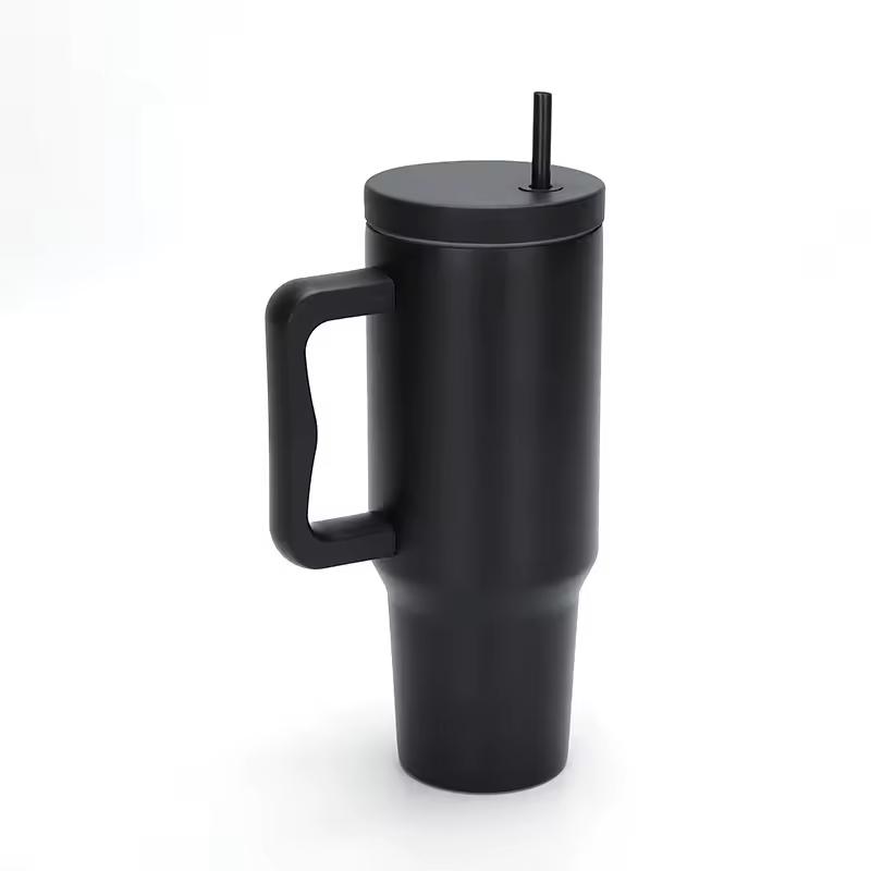 40 oz Tumbler with Handle and Straw, Stainless Steel Thermos Water Bottle with Friendly Travel Coffee Mug for Hot/Cold Water