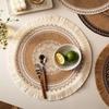 36/38cm Round Placemat Non-Slip Woven Vase Mats Vintage Cup Coaster Mat  Dining Table